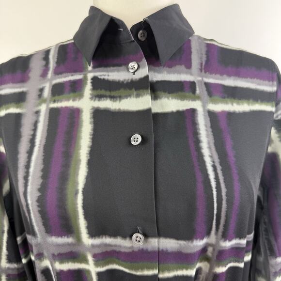 New Banana Republic Black Striped Full Button Shirt Dress Small Fall 24 Belted - Picture 6 of 11